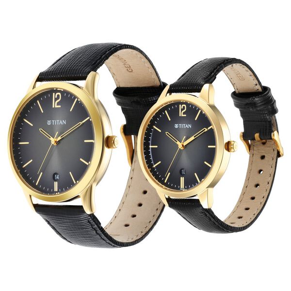 Titan Bandhan Anthracite Dial Analog Leather Strap watch for Couple - image number 2
