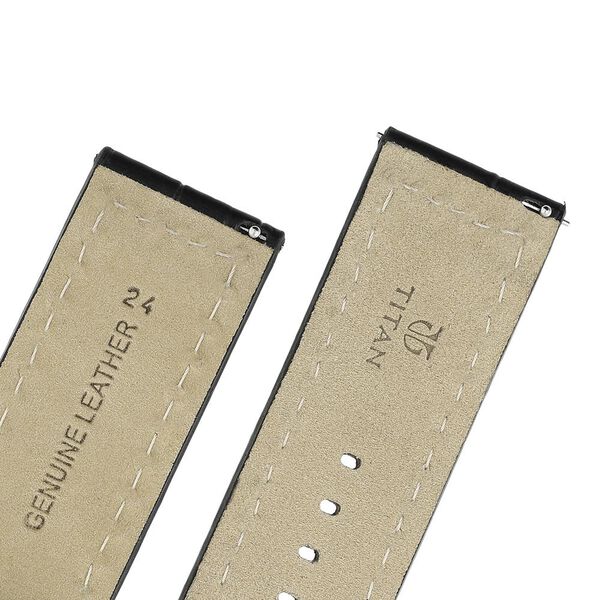 24 mm Black Genuine Leather Strap for Men - image number 4