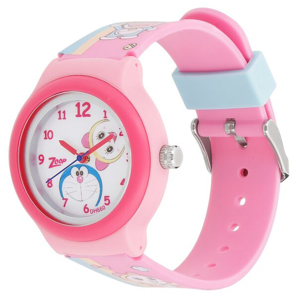 Zoop Doraemon Analog Watch with White Dial Pink Strap for Boys Girls  Kids, from House of Titan