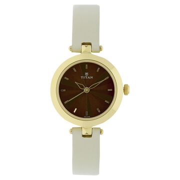 Titan Karishma Brown Dial Analog Leather Strap Watch for Women