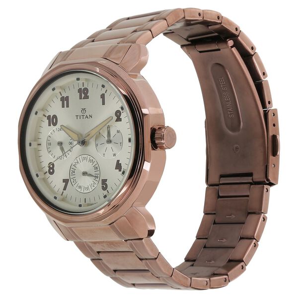 Titan Quartz Multifunction Beige Dial Stainless Steel Strap watch for Men - image number 1