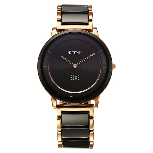 Titan Edge Fusion Quartz Analog Black Dial Black Steel & Ceramic Strap Watch for Men - image number 0