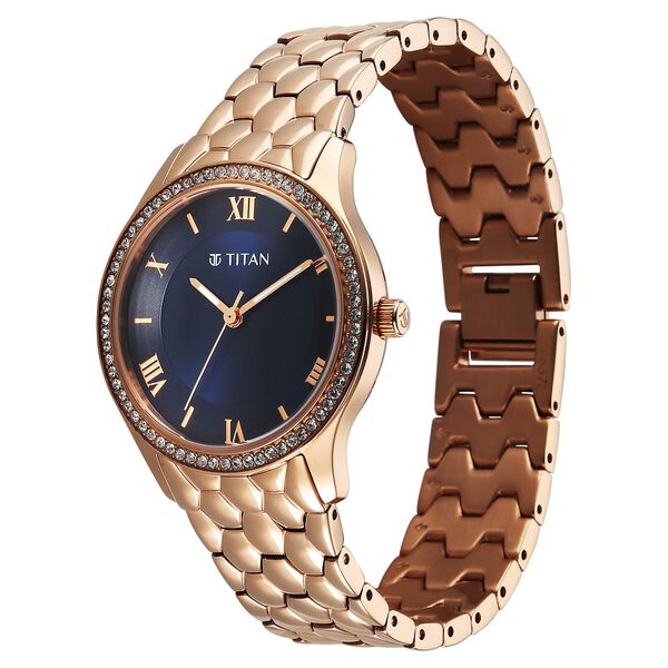 Titan Glamour Quartz Analog Blue Dial Stainless Steel Strap Watch For Women - image number 2