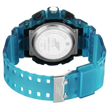 SF Analog Digital blue translucent strap and black dial with blue highlights Watch For Men