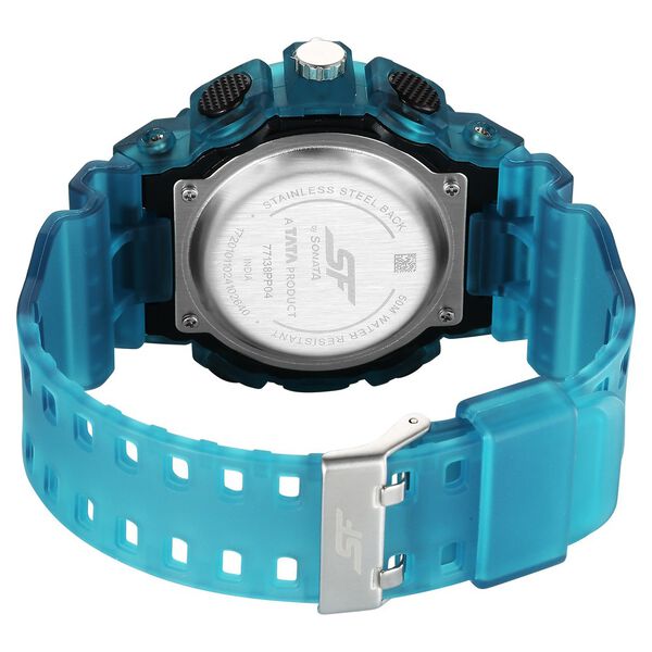 SF Analog Digital blue translucent strap and black dial with blue highlights Watch For Men - image number 3