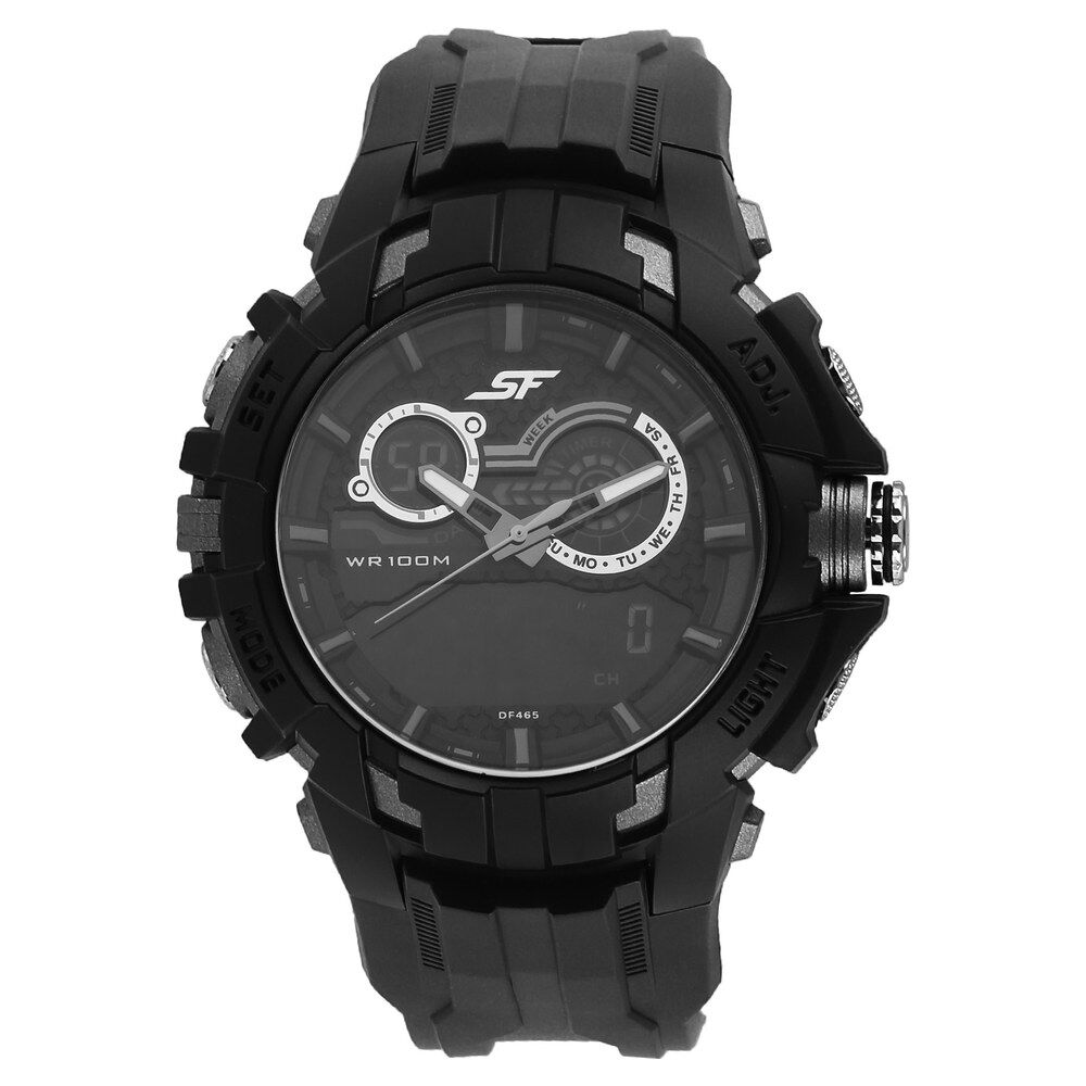 Buy Online SF Quartz Analog Digital Black Dial Plastic Strap Watch for Men np77045pp02 Titan