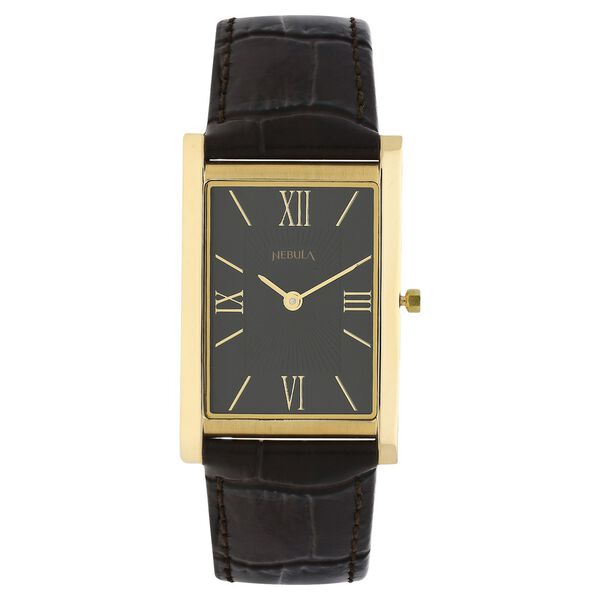 Titan Nebula Ultraslim 18k Gold Analog Leather Strap Watch for Men - image number 0