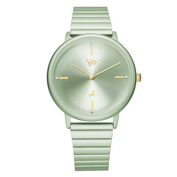 Vyb by Fastrack Quartz Analog Green Dial Stainless Steel Strap Watch for Girls