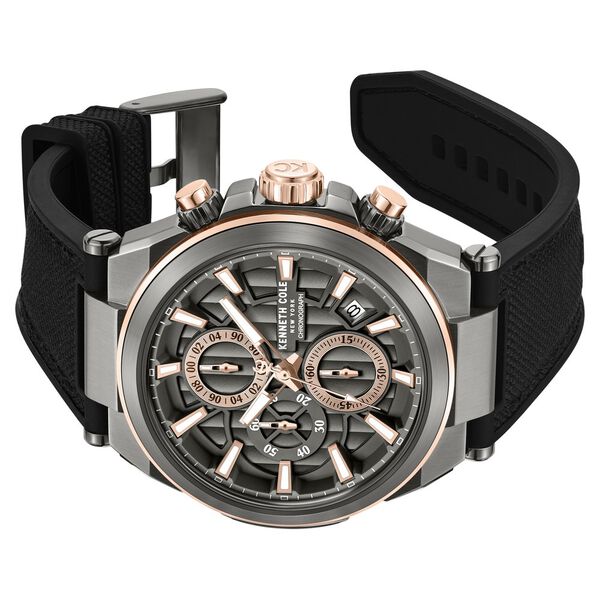 Kenneth Cole Quartz Multifunction Grey Dial Black Colour Silicone Strap Watch For Men - image number 2