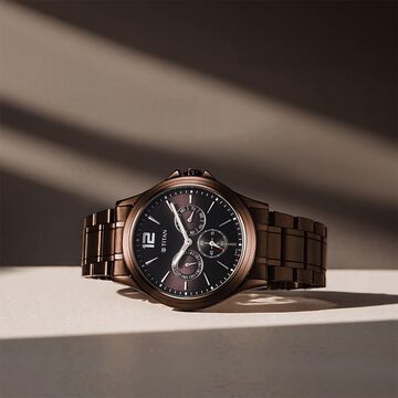 Titan Neo Splash Quartz Multifunction Brown Dial Stainless Steel Strap Watch for Men