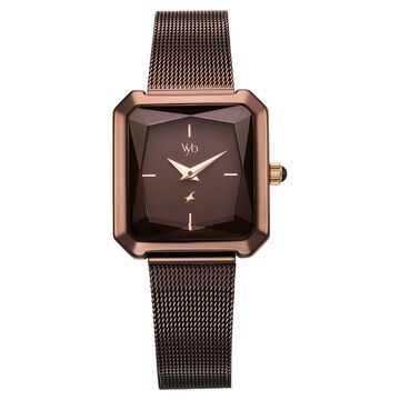 Fastrack Vyb Flare Quartz Analog Brown Dial Stainless Steel Strap Watch for Girls