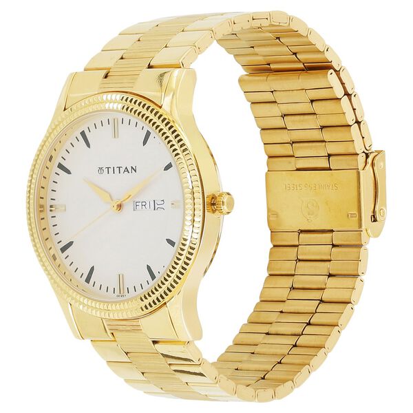 Titan Quartz Analog with Day and Date White Dial Stainless Steel Strap Watch for Men - image number 1