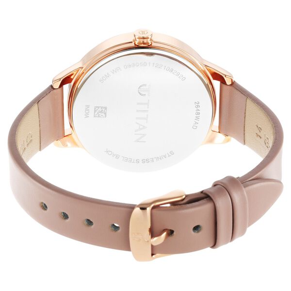 Titan Purple Glam It Up Rose Gold Dial Analog Leather Strap Watch for Women - image number 4