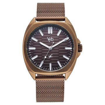 Vyb Aviator By Fastrack Quartz Analog Brown Dial Brown Stainless Steel Strap Watch For Guys