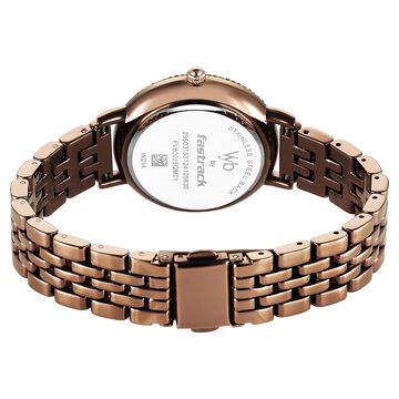 Fastrack Vyb Enigma Quartz Analog Brown Dial Brown Metal Strap Watch For Women