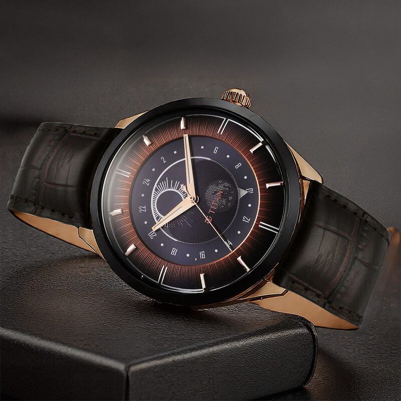 Titan Luna Sun Moon Phase in Seinna Brown - Stellar Edition