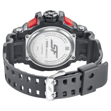 SF Quartz Analog Digital Black Dial PU Strap Watch for Men