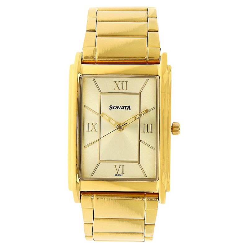 Sonata Quartz Analog Champagne Dial Stainless Steel Strap Watch for Men - image number 0