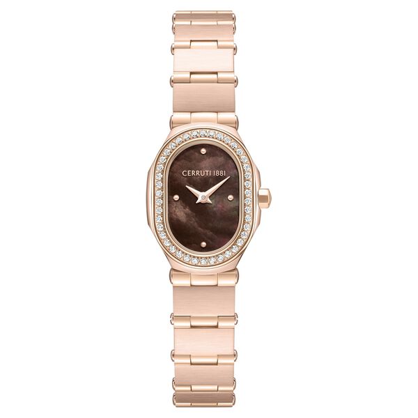 Cerruti 1881 Quartz Analog Brown Dial Rose Gold Colour Stainless Steel Strap Watch For Women - image number 0