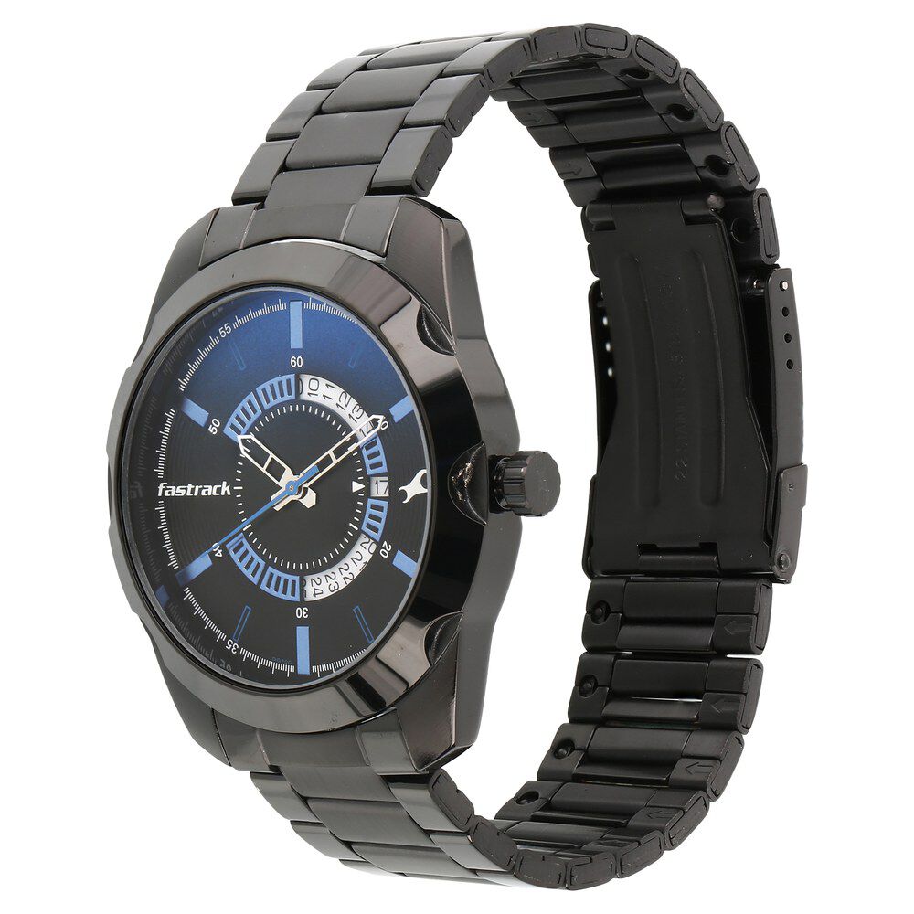 All nighters black dial metal strap watch 3123nm01 deals