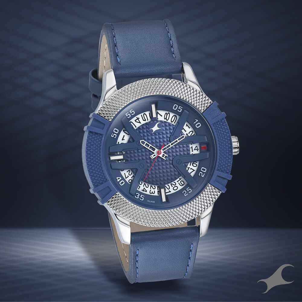 Fastrack Dial It Up Quartz Analog with Date Blue Dial Leather Strap Watch for Guys - image number 0