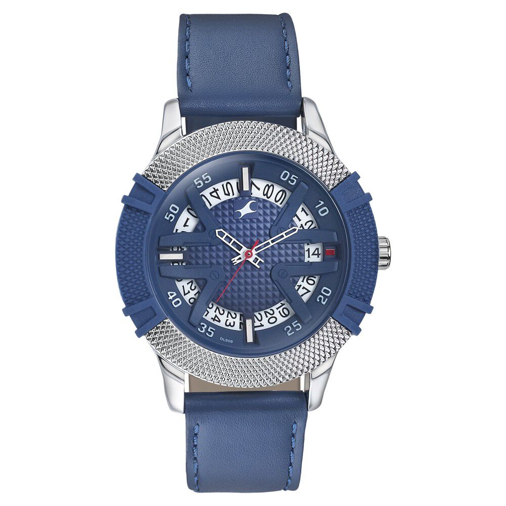 Fastrack Dial It Up Quartz Analog with Date Blue Dial Leather Strap Watch for Guys - image number 1