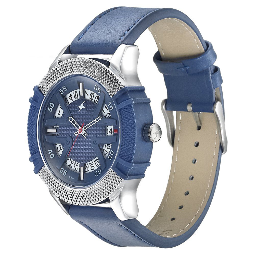 Fastrack Dial It Up Quartz Analog with Date Blue Dial Leather Strap Watch for Guys - image number 2