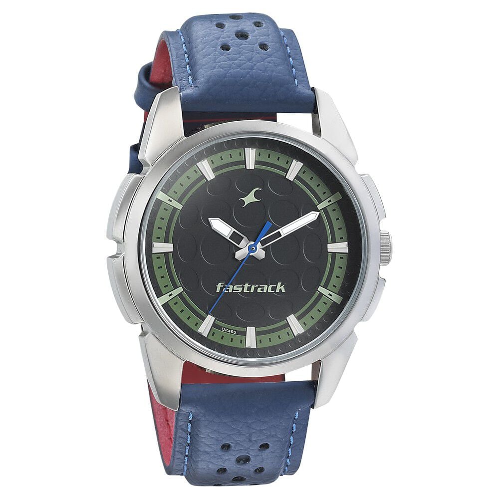 Fastrack Sunburn Quartz Analog Black Dial Leather Strap Watch for Guys - image number 0