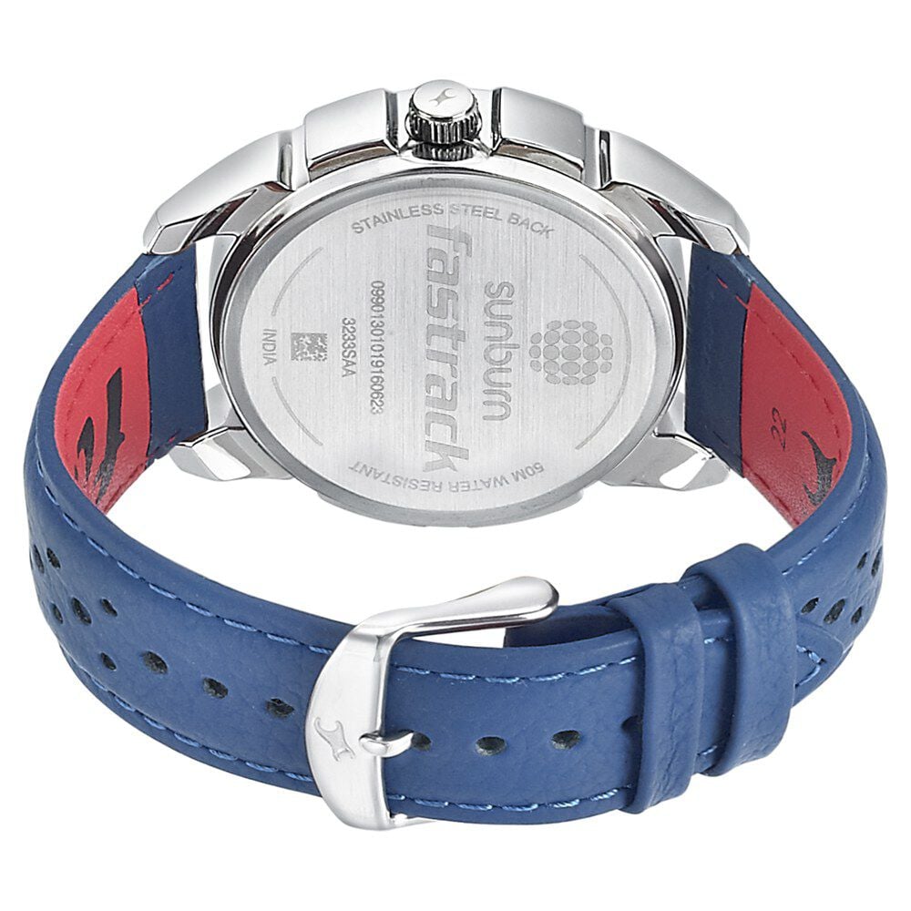 Fastrack Sunburn Quartz Analog Black Dial Leather Strap Watch for Guys - image number 4