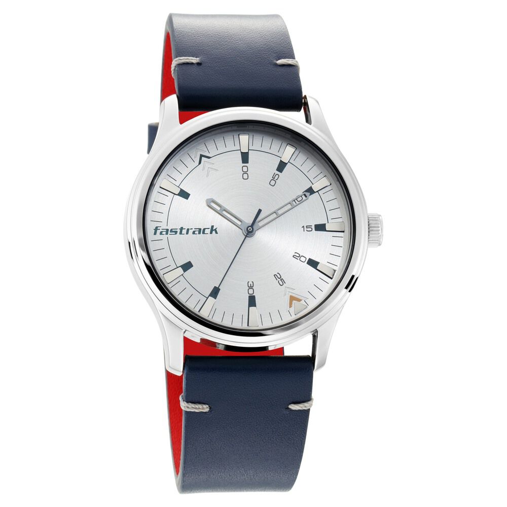 Fastrack I Love Me Quartz Analog Silver Dial Leather Strap Watch for Guys - image number 0