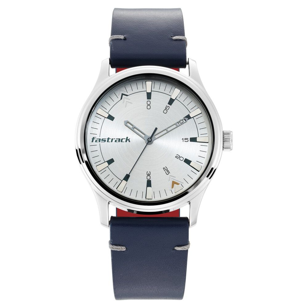 Fastrack I Love Me Quartz Analog Silver Dial Leather Strap Watch for Guys - image number 1