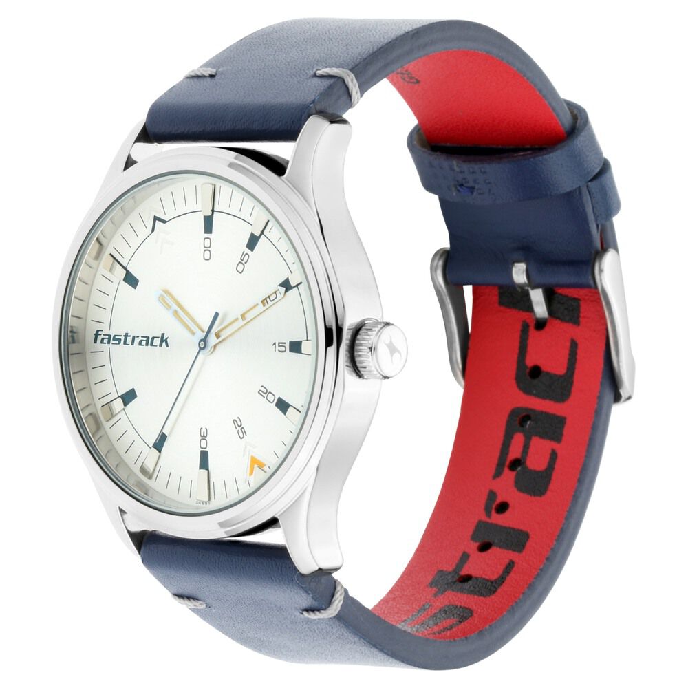Fastrack I Love Me Quartz Analog Silver Dial Leather Strap Watch for Guys - image number 2