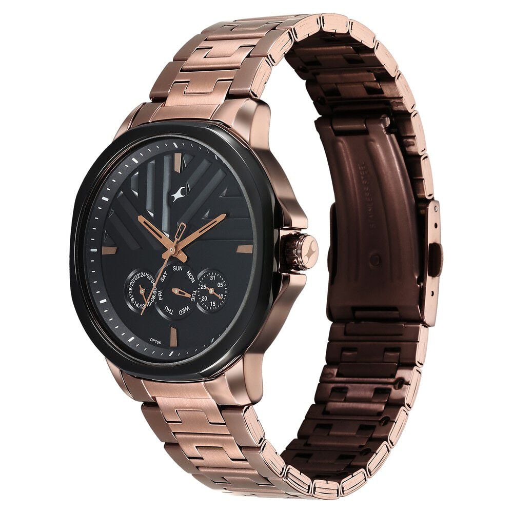 Buy Online Fastrack Fleek Quartz Multifunction Black Dial Brown ...