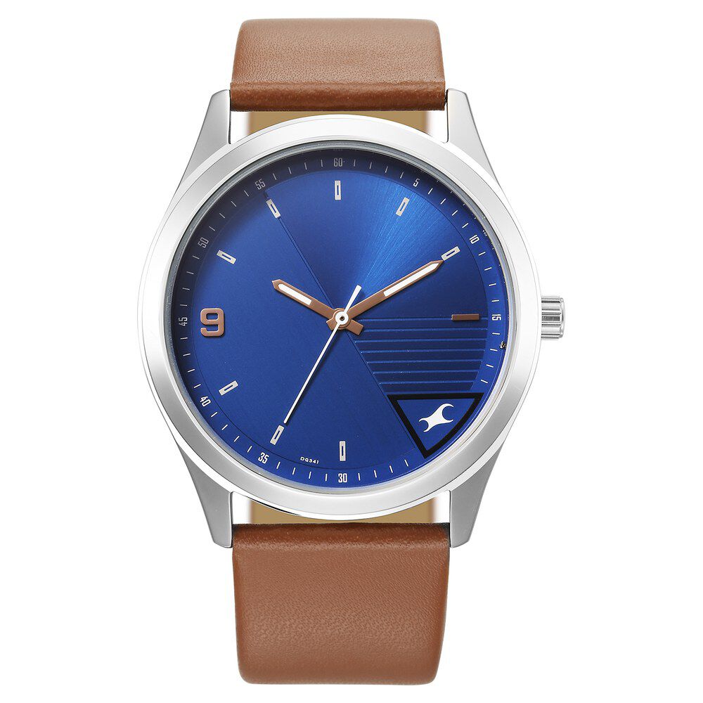 Buy Online Fastrack Stunners Quartz Analog Blue Dial Brown Leather ...