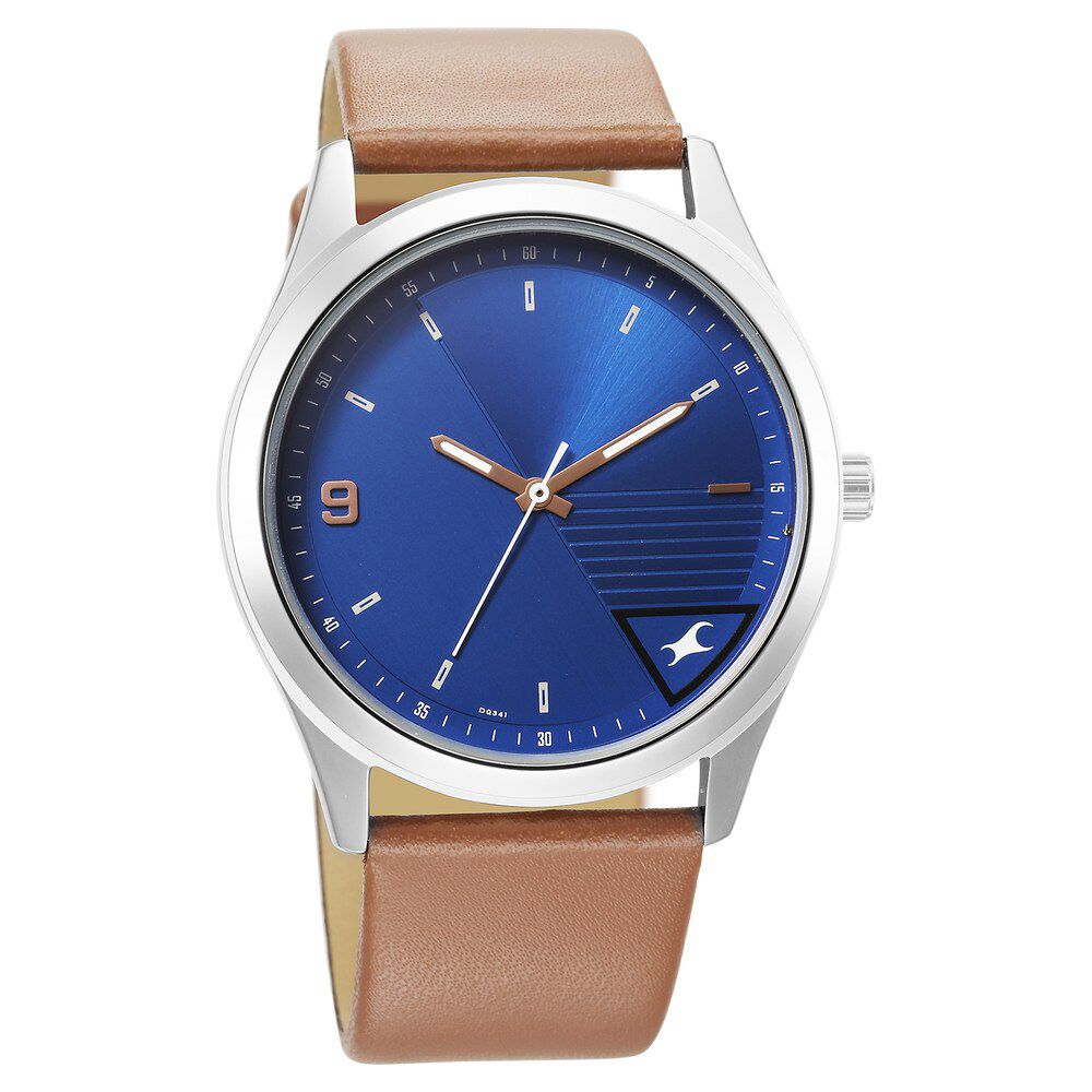Buy Online Fastrack Stunners Quartz Analog Blue Dial Brown Leather ...