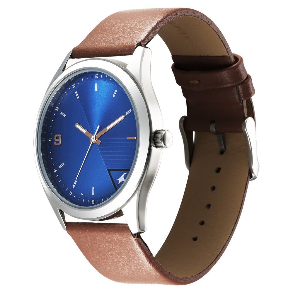 Buy Online Fastrack Stunners Quartz Analog Blue Dial Brown Leather ...