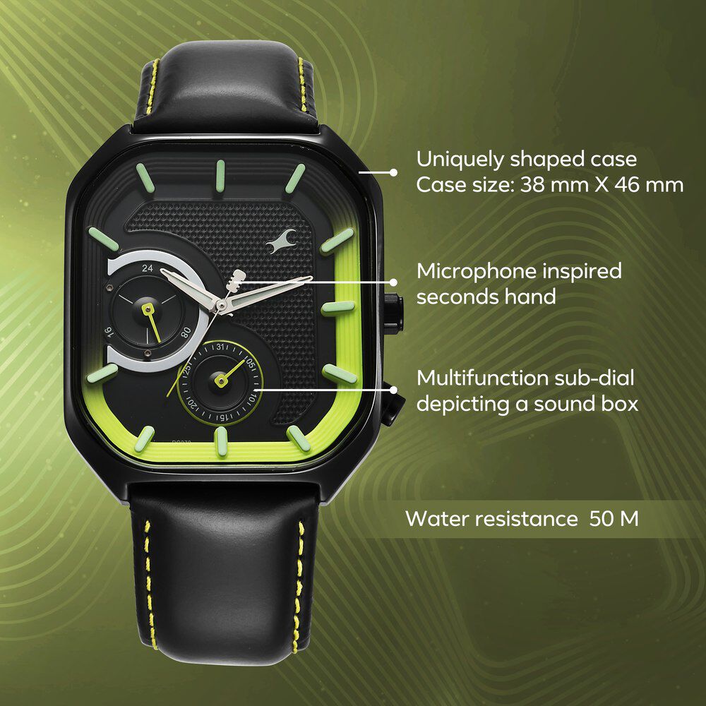 Buy Online Fastrack Groove Multifunction Black Dial Guy's Leather Strap ...