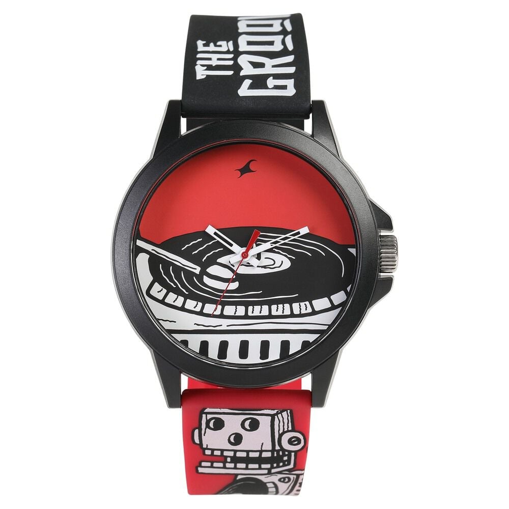 Buy Online Fastrack Wicked Lines Quartz Analog Red Dial Silicone Strap ...