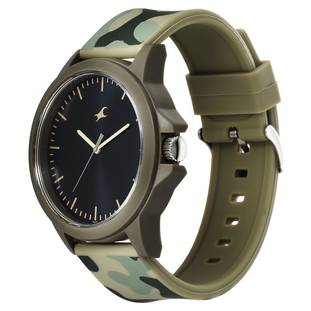 Buy Online Fastrack Tees Wanderlust Quartz Analog Black Dial Silicone ...