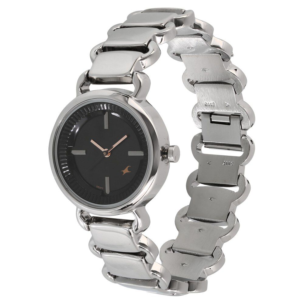 Fastrack Quartz Analog Black Dial Metal Strap Watch for Girls