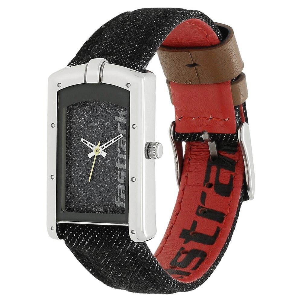 Fastrack Denim Quartz Analog Black Dial Denim Strap Watch for Girls - image number 2