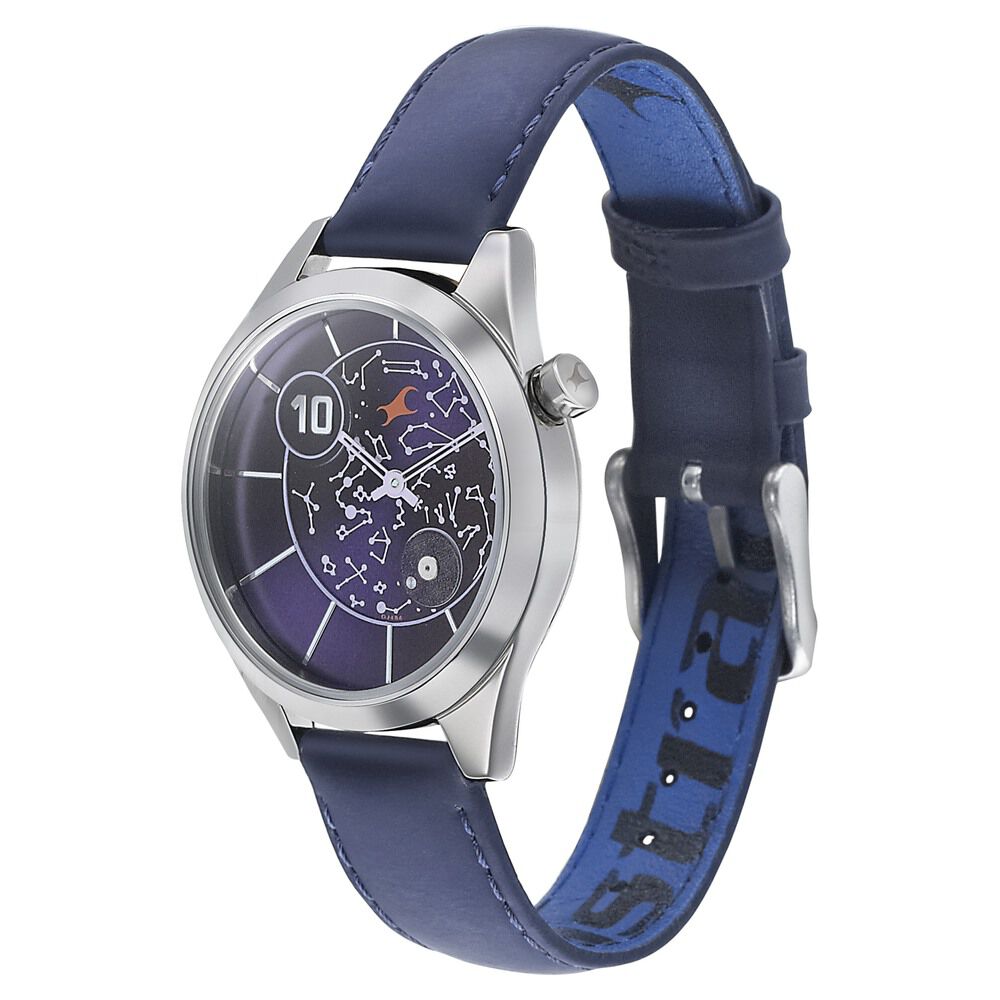 Fastrack Space Rover Quartz Analog Purple Dial Leather Strap Watch for Girls - image number 2