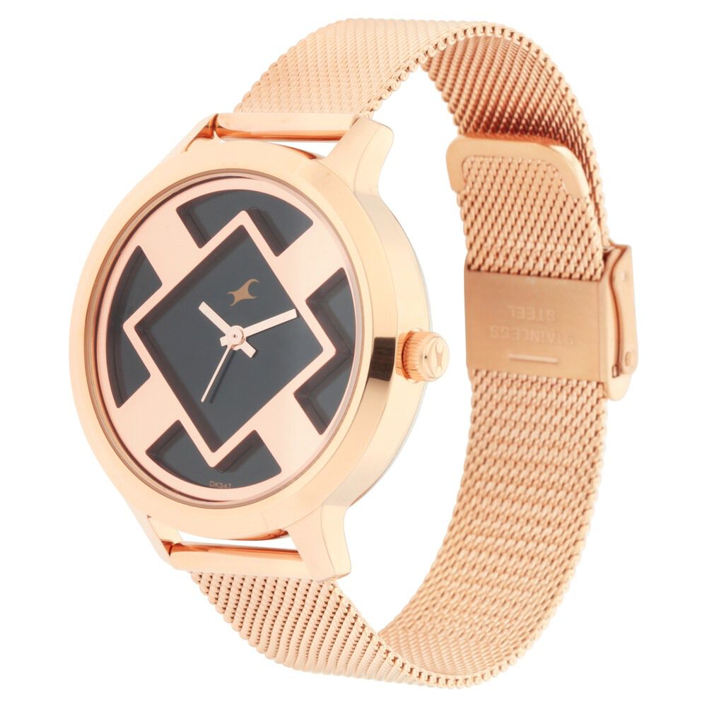 Fastrack Fit Outs Quartz Analog Black Dial Metal Strap Watch for Girls - image number 2