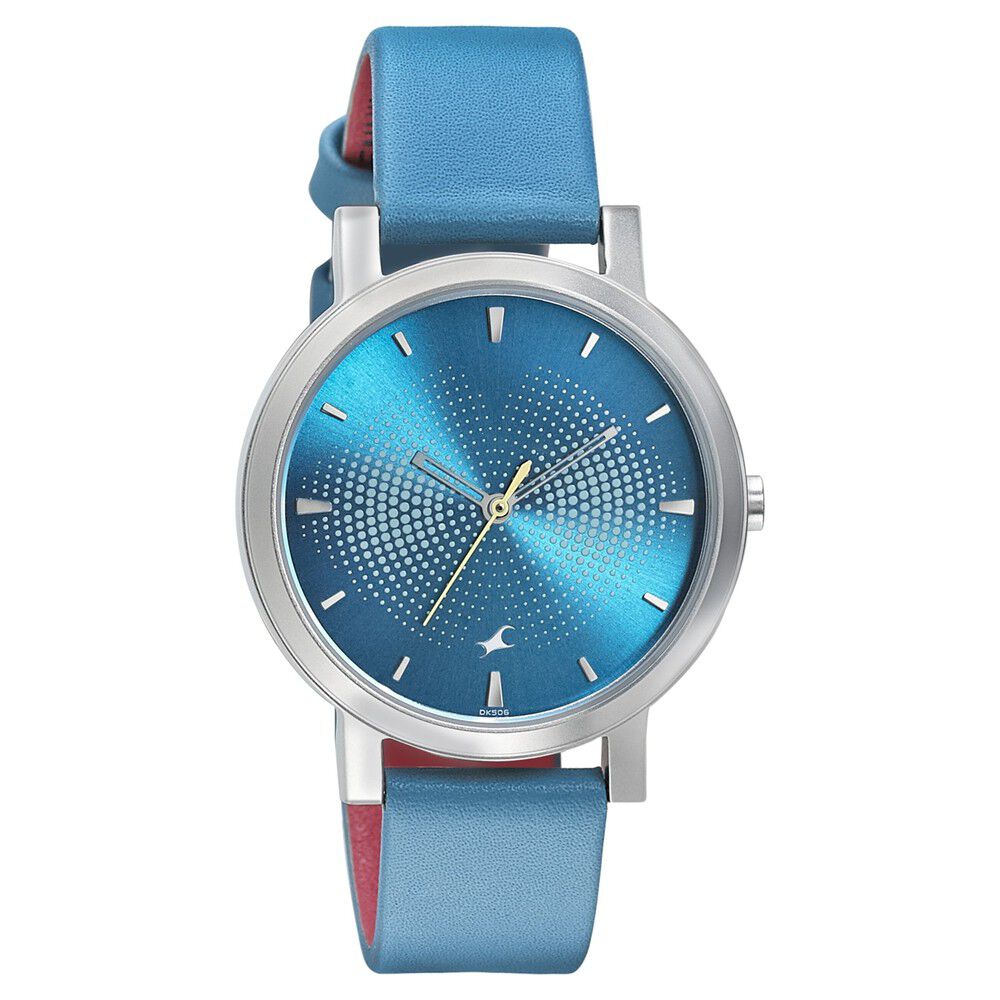 Fastrack Sunburn Quartz Analog Blue Dial Leather Strap Watch for Girls - image number 0