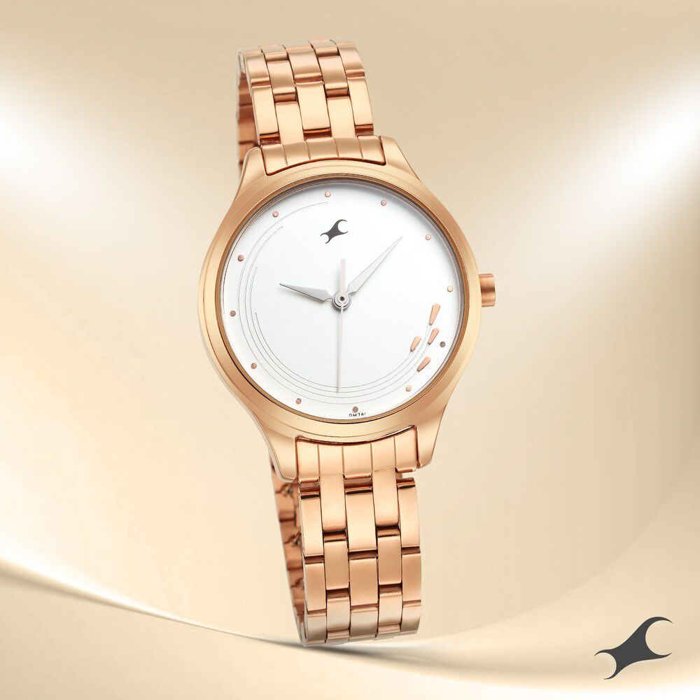 Fastrack Stunners Quartz Analog White Dial Stainless Steel Strap Watch for Girls - image number 0
