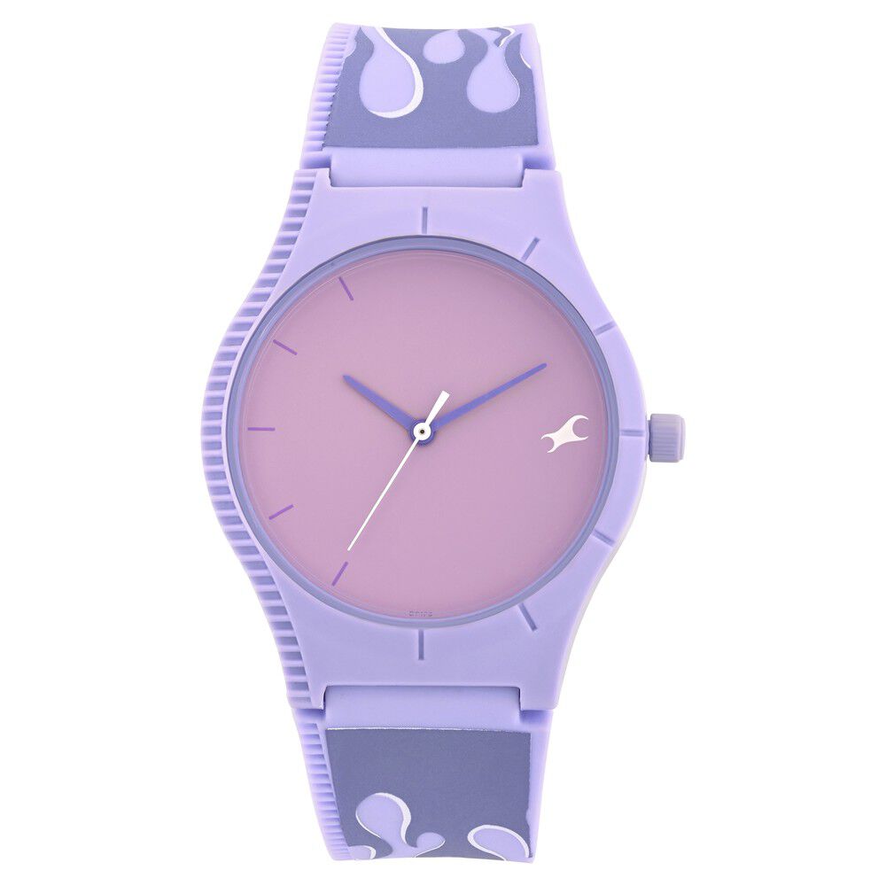 Fastrack Tees BTS Quartz Analog Purple Dial Purple Silicone Strap Watch for Girls - image number 0