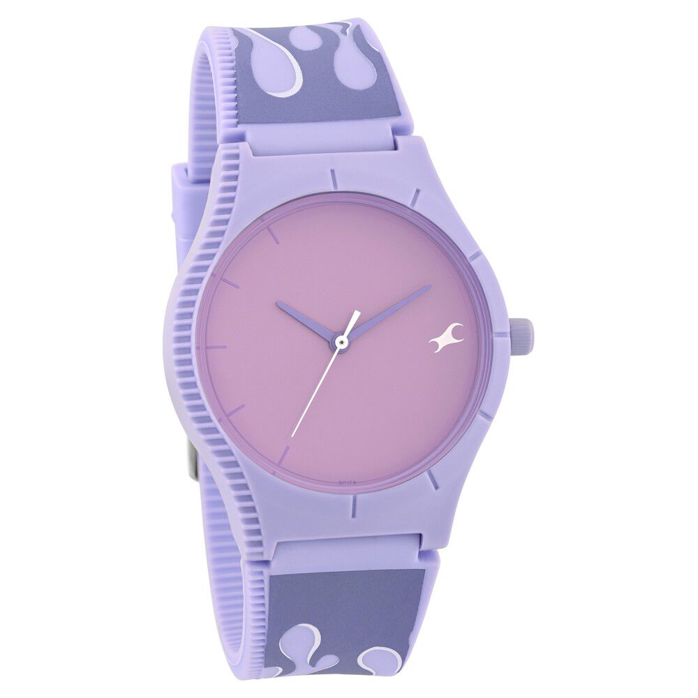 Fastrack Tees BTS Quartz Analog Purple Dial Purple Silicone Strap Watch for Girls - image number 1