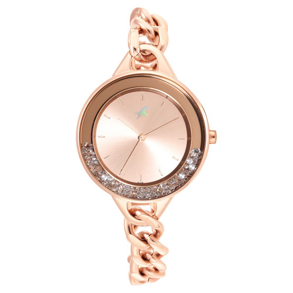 Fastrack Glitch Quartz Analog Rose Gold Dial Metal Strap Watch for Girls - image number 1