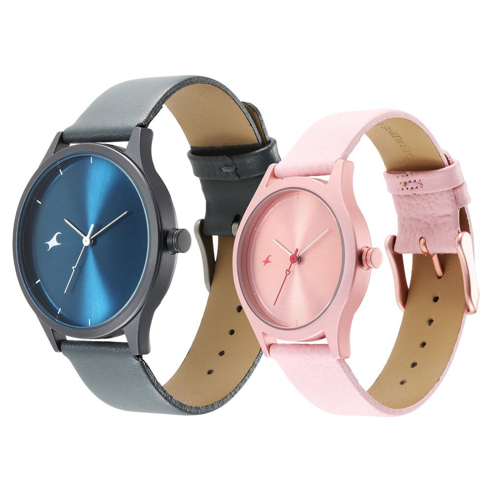 Buy Online Fastrack Mixmatched Couple Watches with Blue and Pink Dial ...