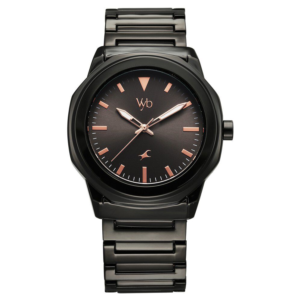Buy Online Fastrack Vyb Quest Quartz Analog Black Dial Black Metal ...